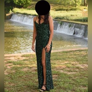 Green Sequin Prom Dress
